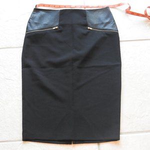 BCX Black Pencil Skirt with Zippers, Size 1